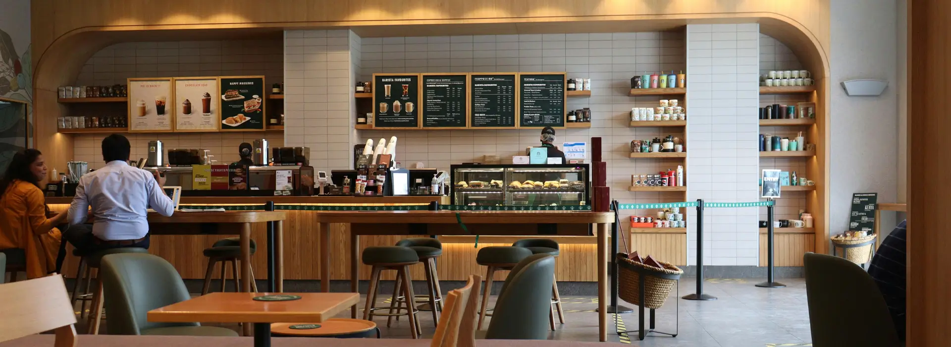 Modern cafe with gourmet pastries